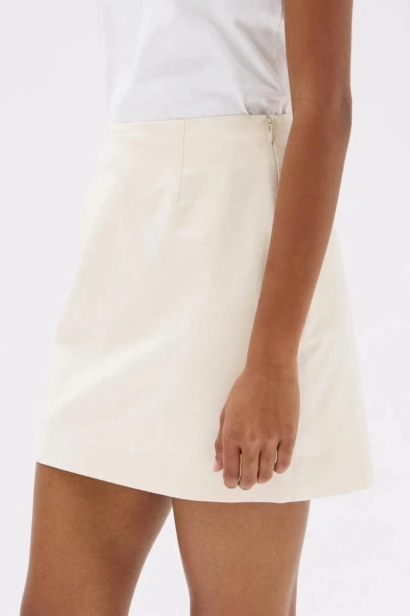 Assembly Label | Simone Cotton Blend Mini Skirt -Oat Marle