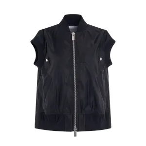 Nylon Twill Vest in Black