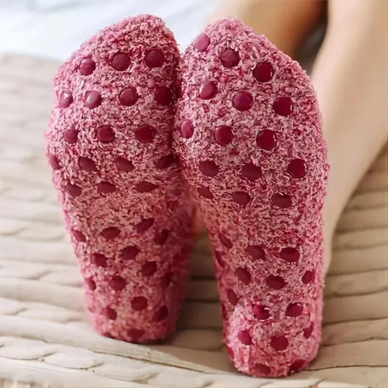 Sohiwoo Autumn Winter Indoor Home Yoga Practice Flooring Sock Dispensing Anti-Slip Thickened Plush Soft Coral Velvet Furry Sock Slippers