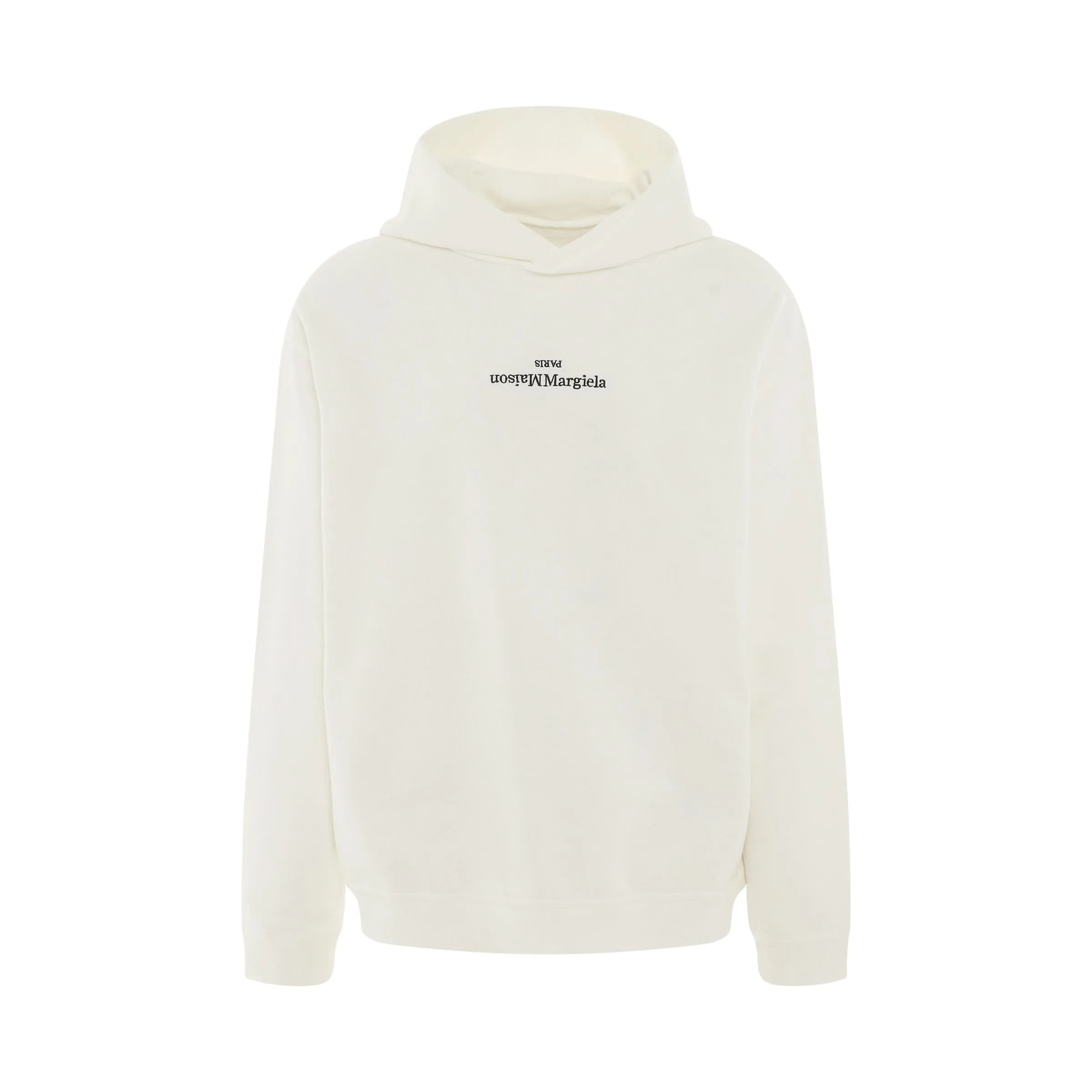 Upside Down Logo Hoodie in White