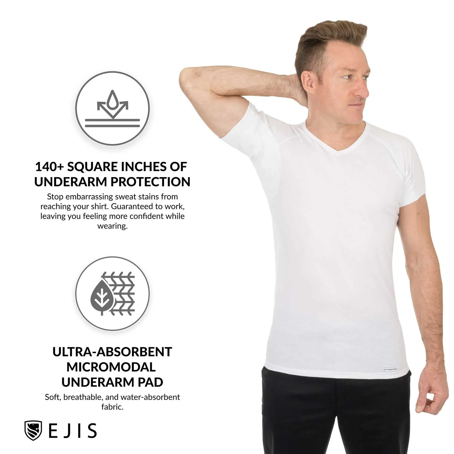 V-Neck Cotton Sweat Proof Undershirt For Men - Mix 9-Pack (5x White, 4x Black)